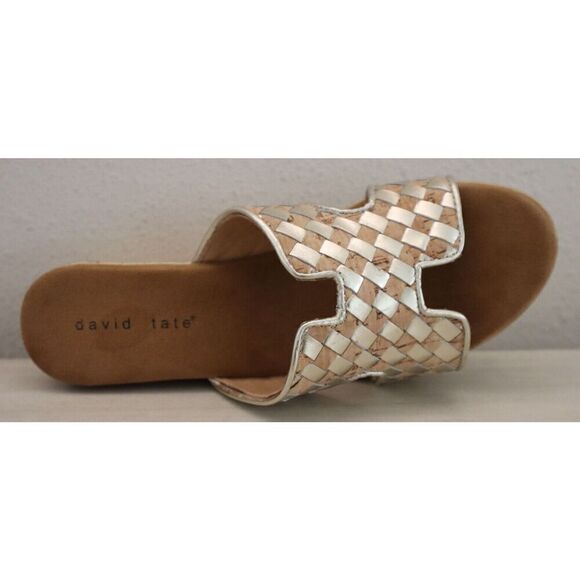David Tate NWS23-444 Women's Sz 8.5M Cork/Platinum Nappa Moderno Sandals - Picture 5 of 12